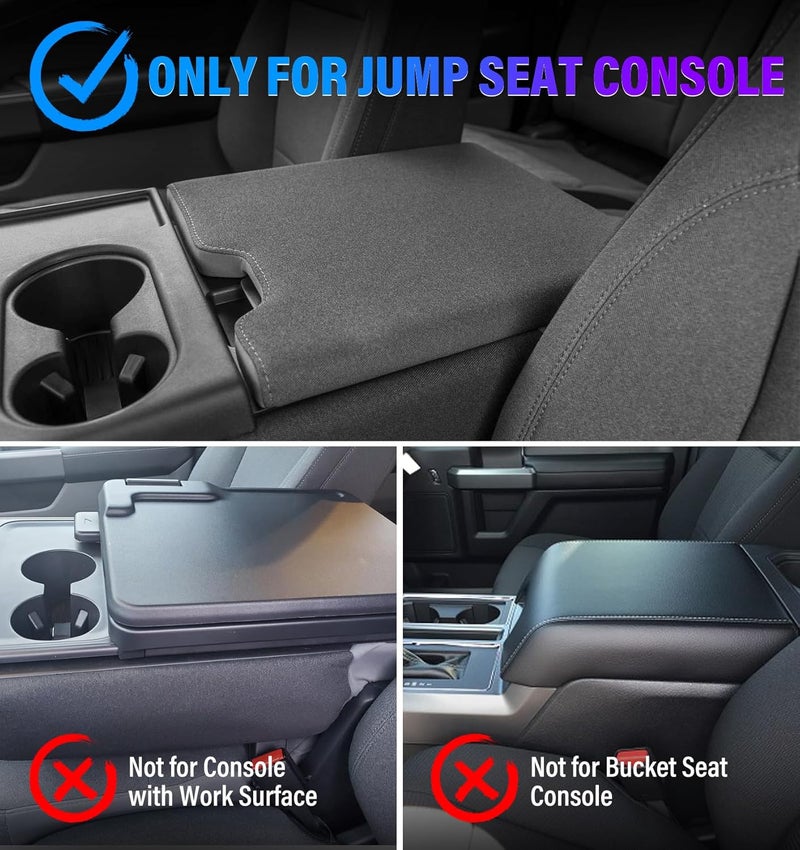 Sinvanho Thickened Center Console Armrest Cover with Hidden Pockets for 2015-2025 F150 Accessories, 2017-2025 F250 F350 F450, PU Leather Middle Console Protective Cover (Jump Seat Console Only) - Image 2